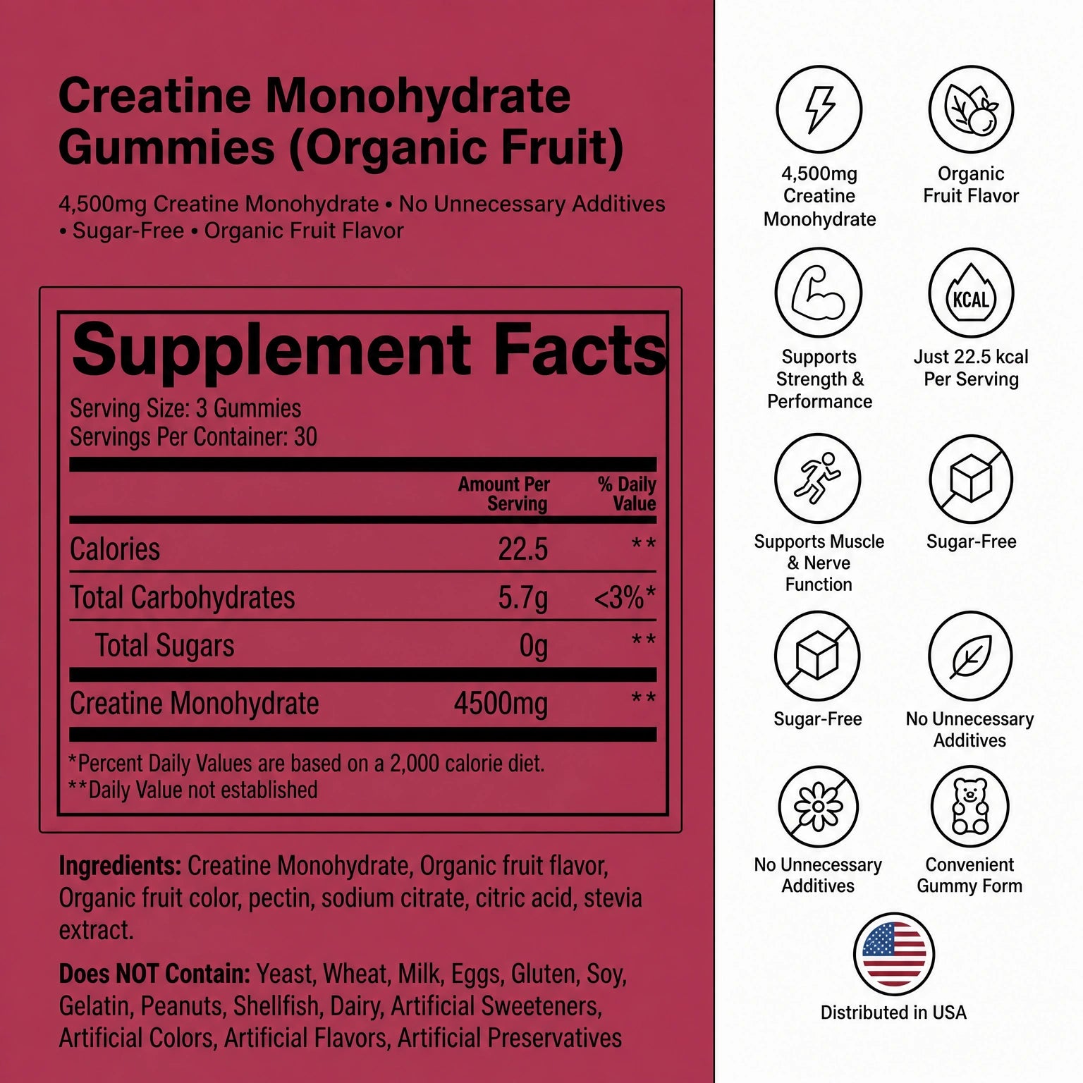 Raspberry Creatine Monohydrate Gummies
