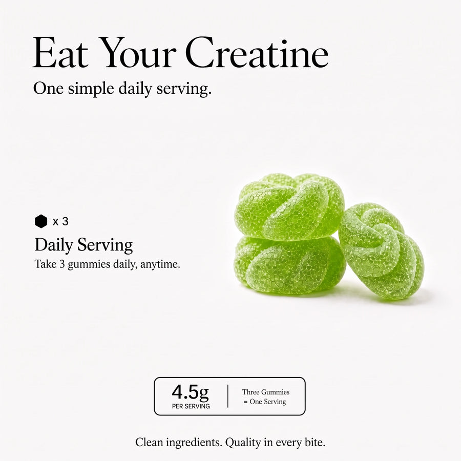 Stacked Avanelle apple creatine gummies on a white background
