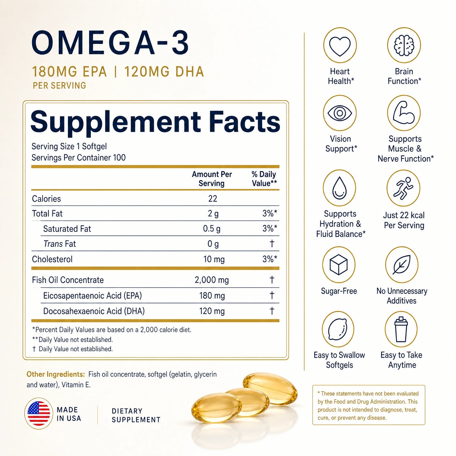 Omega-3 EPA 180mg + DHA 120mg