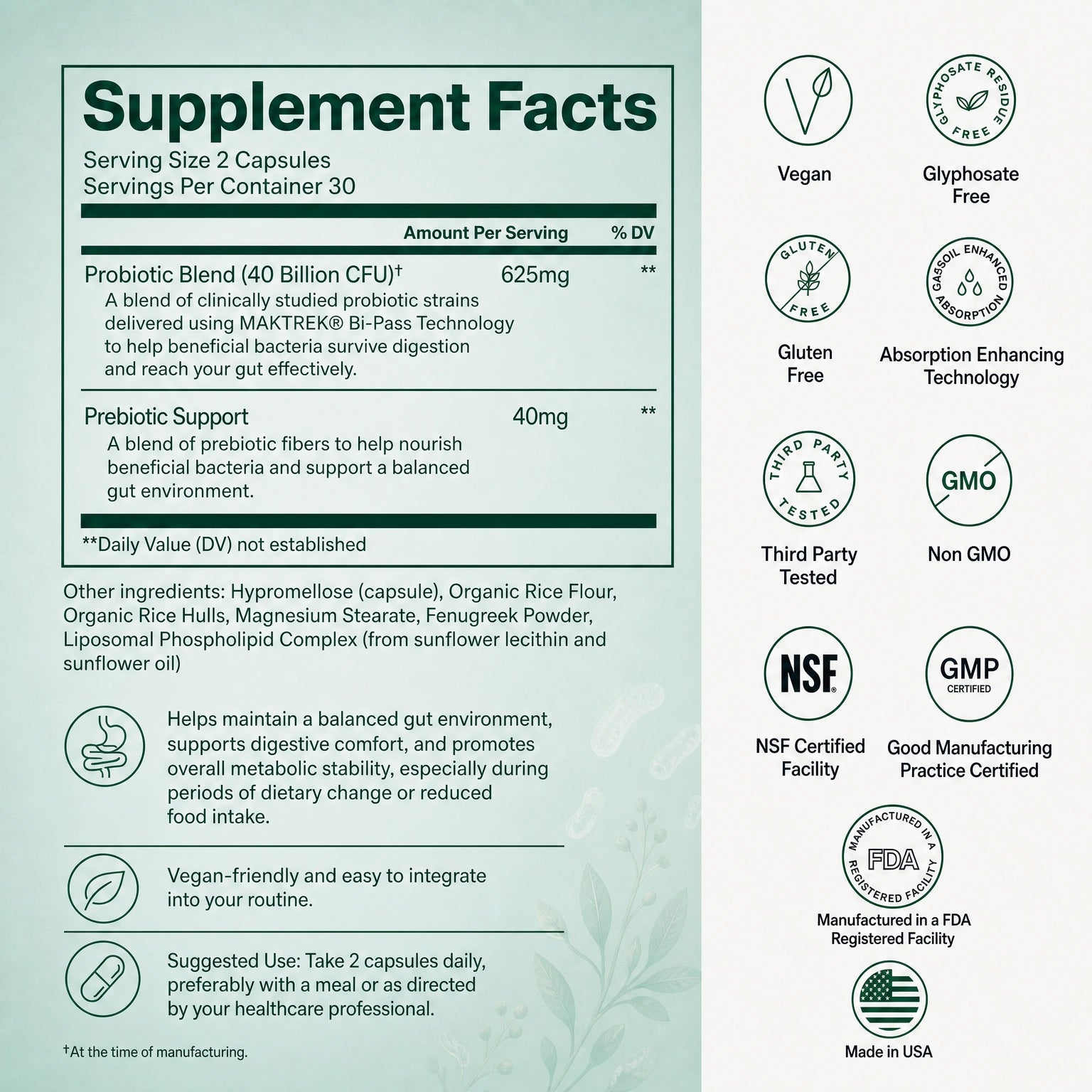 Probiotic 40 Billion with Prebiotics