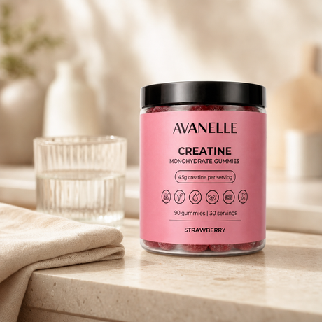 Avanelle creatine gummies — reassurance scene, kitchen counter