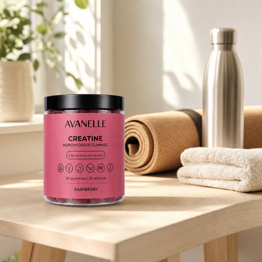 Avanelle creatine gummies — results scene, gym setting